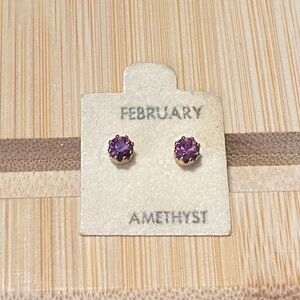 Vintage Amethyst Stud Gemstone Earrings